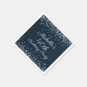Navy Blue Silver Glitzer 40. Geburtstag Party Serviette (Ecke)