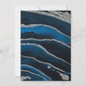 Navy Blue & Silver Glitzer Agate Wedding Einladung (Rückseite)