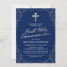 Navy Blue Silver Glitzer Erste Heilige Kommune