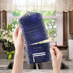 Navy Blue Silver Glitzer Geburtstag uAwg All In One Einladung<br><div class="desc">Ein marineblauer Hintergrund,  innen mit weißen und Imitaten mit silbernen Glitzer-Glitzern dekoriert. Die blaue Farbe ist ungleichmäßig. Personalisieren und hinzufügen von Namen,  Party-Details,  UAWG,  Rücksendeadresse und Namen.</div>