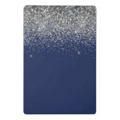 Navy Blue Silver Glitzer Girl Monogram Name Mini Klemmbrett (Rückseite)