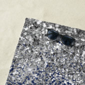 Navy Blue Silver Glitzer Girl Monogram Name Strandtuch (Beispiel)