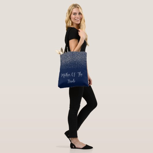 Navy Blue Silver Glitzer Hochzeit Mutter der Braut Tasche (Am Model)