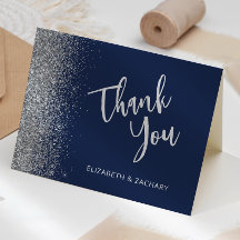 Navy Blue Silver Glitzer Hochzeit Vielen Dank