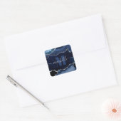 Navy Blue & Silver Glitzer Marbour Agate Monogram Quadratischer Aufkleber (Umschlag)