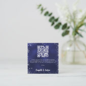 Navy Blue Silver Glitzer QR Code Hochzeit RSVP Begleitkarte (Stehend Vorderseite)