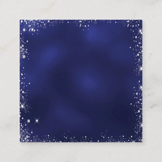 Navy Blue Silver Glitzer QR Code Hochzeit RSVP Begleitkarte (Rückseite)