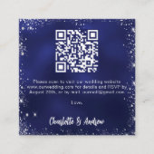Navy Blue Silver Glitzer QR Code Hochzeit RSVP Begleitkarte (Vorderseite)