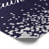 Navy Blue Silver Glitzer Quinceañera Willkommen Poster (Ecke)