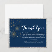 Navy Blue Silver Glitzer Snowflake Danke Karte (Vorne/Hinten)
