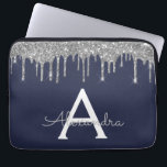 Navy Blue Silver Glitzer Sparkon Monogramm Laptopschutzhülle<br><div class="desc">Navy Blue und Silver Imitats Dripping Modern and Elegant Girly Glitzer and Sparkle Elegant Monogram Case. Dieser Fall kann individuell auf Ihren Anfangs- und Vornamen angepasst werden.</div>