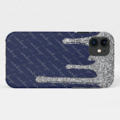 Navy Blue Silver Glitzer Tropfen Handgeschriebener Case-Mate iPhone Hülle (Rückseite (Horizontal))