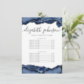 Navy Blue Silver Gray Agate Business Company Price Einladung (Stehend Vorderseite)