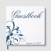Navy Blue Silver/Gray Blüh Guest Book Gästebuch (Vorderseite)