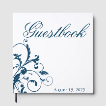 Navy Blue Silver/Gray Blüh Guest Book