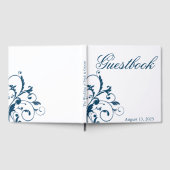 Navy Blue Silver/Gray Blüh Guest Book Gästebuch (Voll)