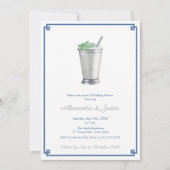 Navy Blue & Silver Gray Mint Julep Polterabend Einladung (Vorderseite)