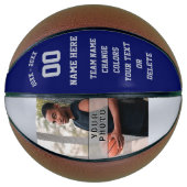 Navy Blue, Silver Gray, Personalisierte Basketball (Vorderseite)