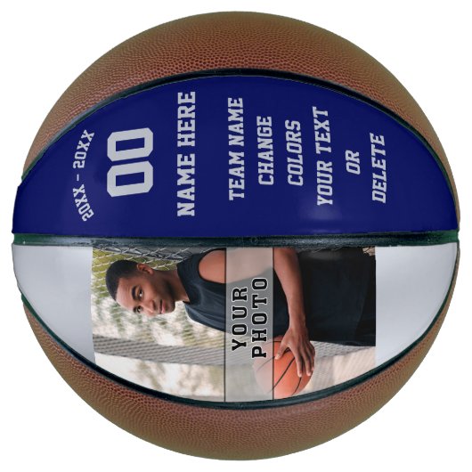 Navy Blue, Silver Gray, Personalisierte Basketball (Vorderseite)