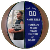 Navy Blue, Silver Gray, Personalisierte Basketball (Vertikal)