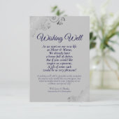 Navy Blue & Silver Gray Wedding wünscht gutes Gedi Begleitkarte (Stehend Vorderseite)