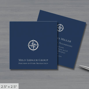 Navy Blue Silver Logo Quadratische Visitenkarte