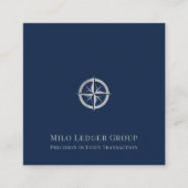 Navy Blue Silver Logo Quadratische Visitenkarte (Vorderseite)