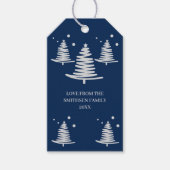 Navy Blue Silver Minimalistische Weihnachtsbaumen Geschenkanhänger (Vorderseite)