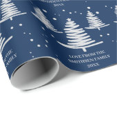 Navy Blue Silver Minimalistische Weihnachtsbaumen Geschenkpapier (Rolleneckpunkt)