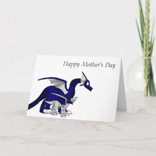 Navy Blue/Silver Mother and Child Dragons 1 Karte