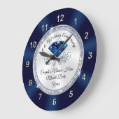 Navy Blue, Silver Personalisiert Anniversary Clock Große Wanduhr (Winkel)