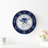 Navy Blue, Silver Personalisiert Anniversary Clock Große Wanduhr (Zuhause)