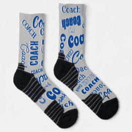 Navy Blue Silver Personalisiert Coach Geschenk Nam Socken