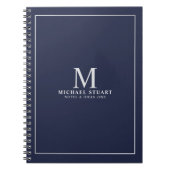 Navy Blue Silver Personalisiert Monogram und Name Notizblock (Vorderseite)