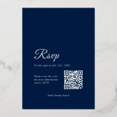 Navy Blue Silver Rose Quinceanera UAWG QR Code Folieneinladung (Rückseite)