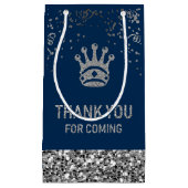 Navy Blue Silver Royal Prince Crown Vielen Dank Kleine Geschenktüte (Vorderseite)