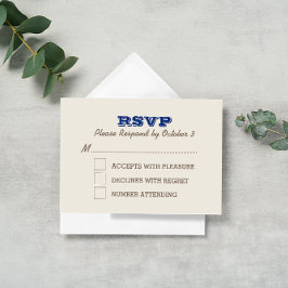 Navy Blue & Silver RSVP Card