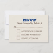 Navy Blue & Silver RSVP Card Karte (Vorderseite)