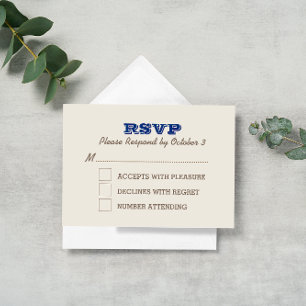 Navy Blue & Silver RSVP Card Karte