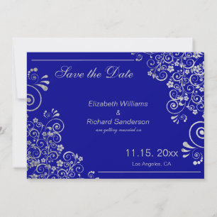 Navy Blue Silver Save the Date Hochzeit