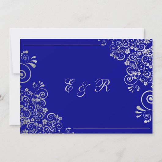 Navy Blue Silver Save the Date Hochzeit (Rückseite)
