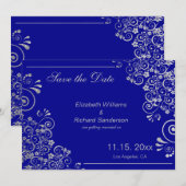 Navy Blue Silver Save the Date Hochzeit (Vorne/Hinten)