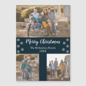 Navy Blue Silver Snowflake Weihnachts-Foto Magnet (Vorderseite)