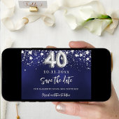 Navy Blue Silver Stars 40. Geburtstag Save The Date