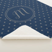 Navy Blue Silver Stars Muster Elegant Mit Monogram Sherpadecke (3/4)