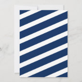 Navy Blue Silver Stripes Boy Baby Dusche Einladung (Rückseite)