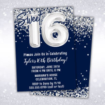 Navy Blue Silver Sweet 16. Geburtstagsparty