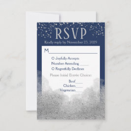 Navy Blue Silver UAWG Wedding Response Meal RSVP Karte
