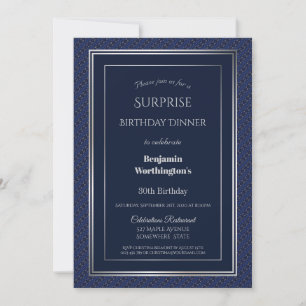 Navy Blue Silver Überraschung 30. Geburtstag Abend Einladung