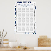 Navy Blue, Silver & White - 20 Seating Chart Poster (Küche)